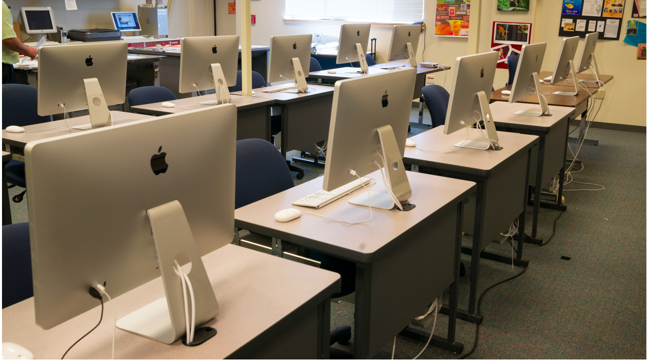 Classroom computers ready for surplus electronics pickup